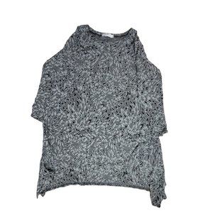 Cut Loose Womens Tunic Top Sz S Gray Burnout Floral Lagenlook Hi Lo Artsy Blouse